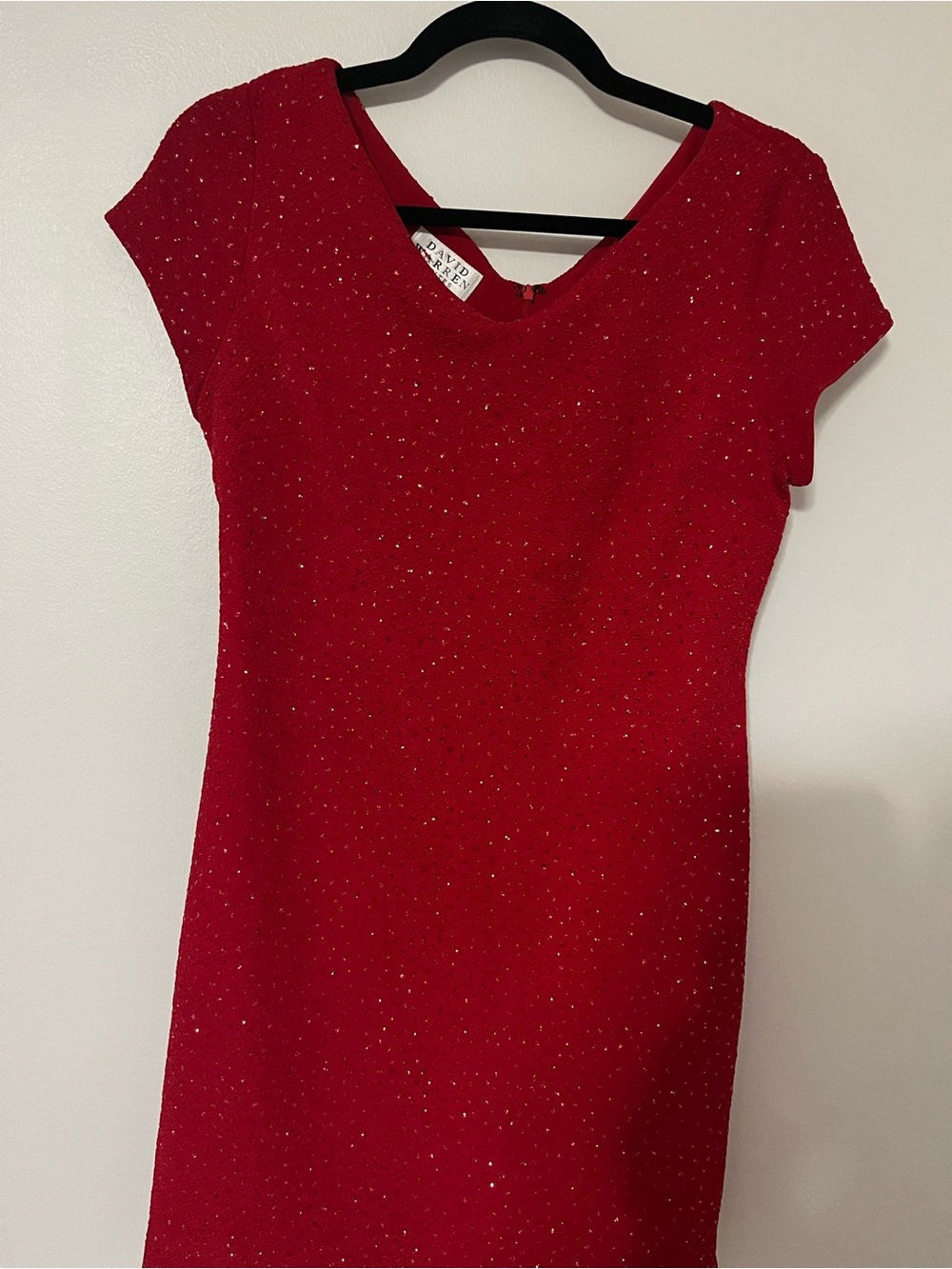 David Warren Red Sparkle Mini Dress